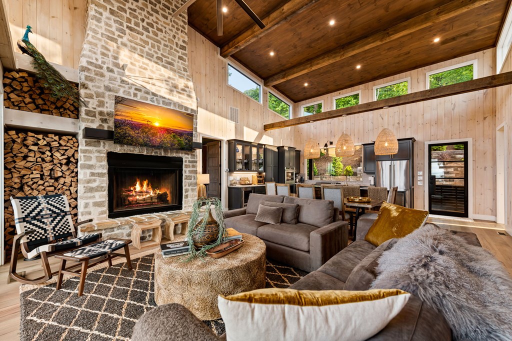 61 Ripshin Heights Blue Ridge, GA 30513 - Photo 15 of 28 a living room with furniture a flat screen tv and a fireplace