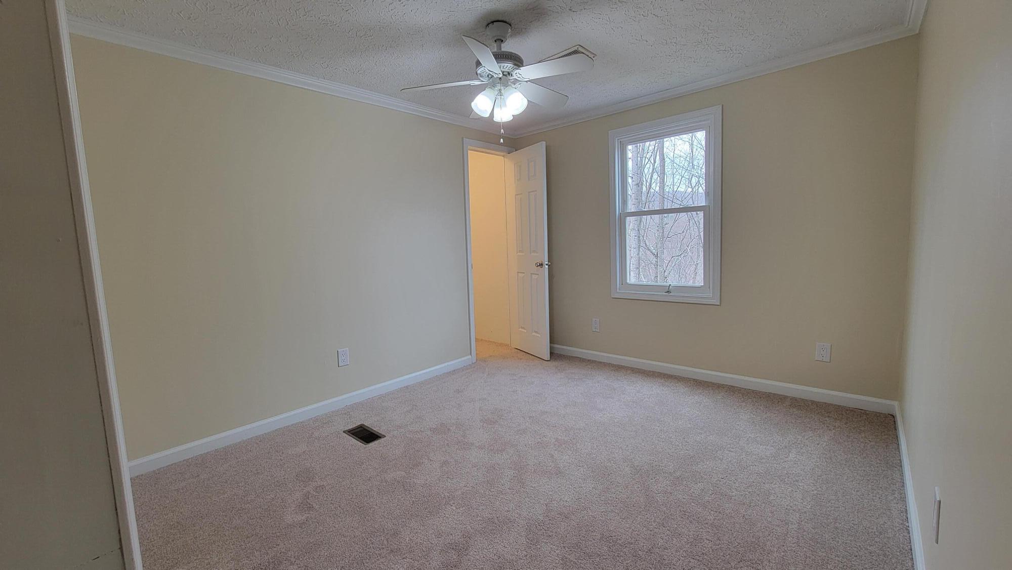 4350 Mountain View Church Road Blue Ridge, VA 24064 - Photo 13 of 30 an empty room with windows and ceiling fan