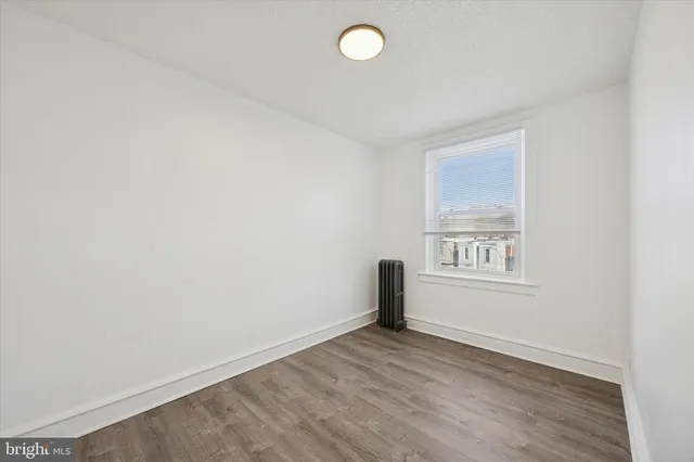 an empty room with a door