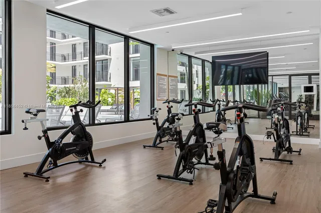 a view of a room with gym equipment