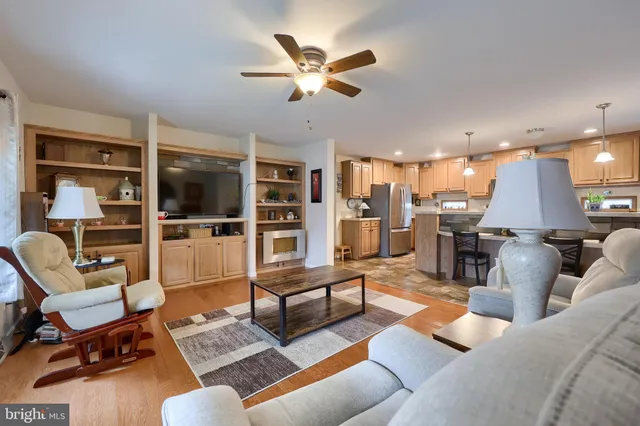 a living room with furniture