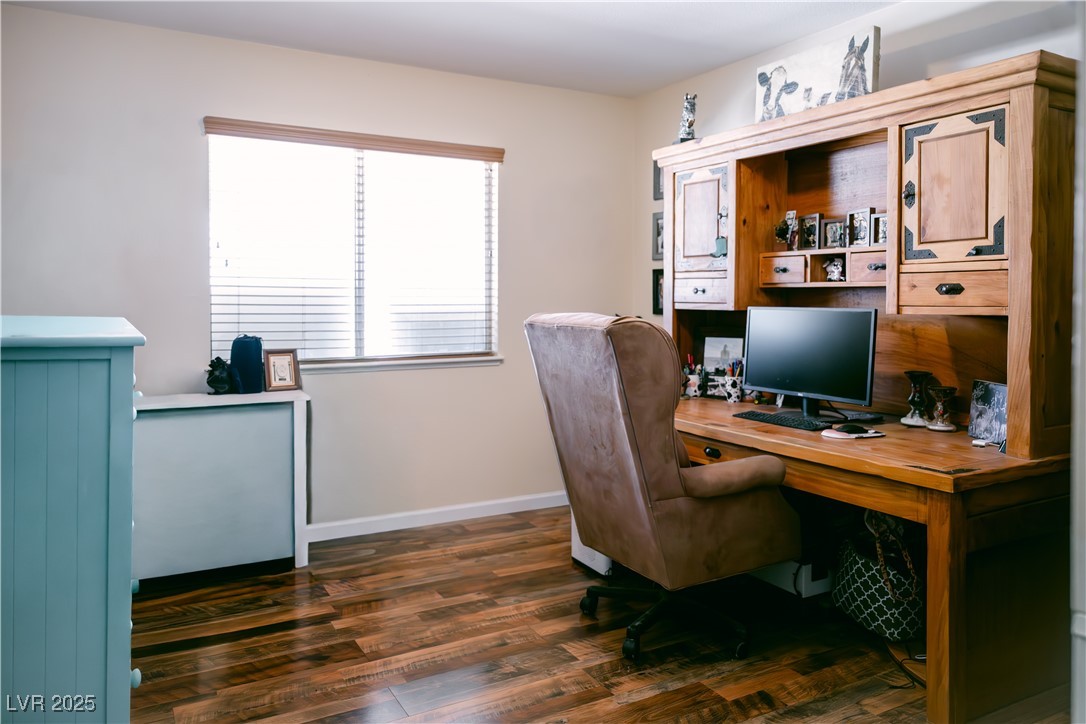 1515 Darlene Way Boulder City, NV 89005 - Photo 13 of 22 Office area with baseboards and dark wood-type flooring