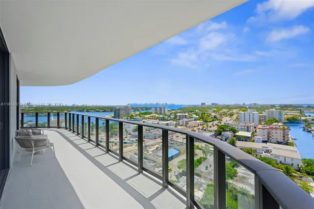 a view of a balcony with city view