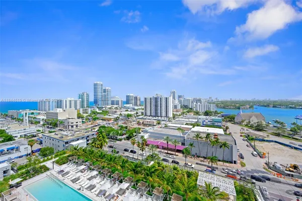 a view of a city with tall buildings