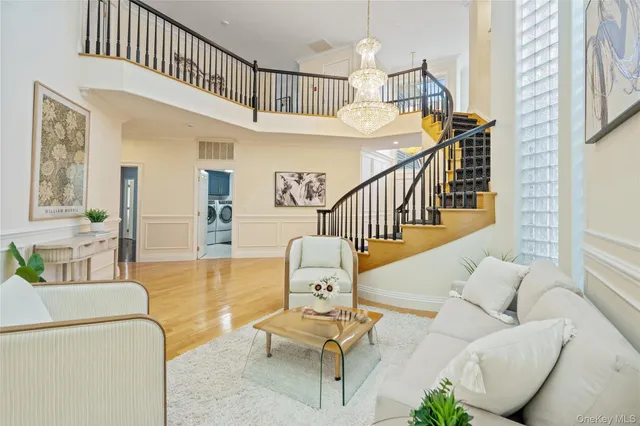 a view of livingroom with furniture and stairs