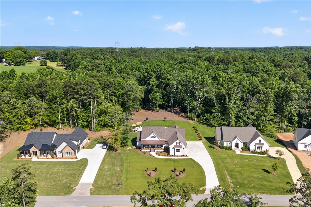 921 Falling Waters Lane Seneca, SC 29672 - Photo 40 of 46 Aerial view showcasing new construction homes with ample green space and wooded backdrops.