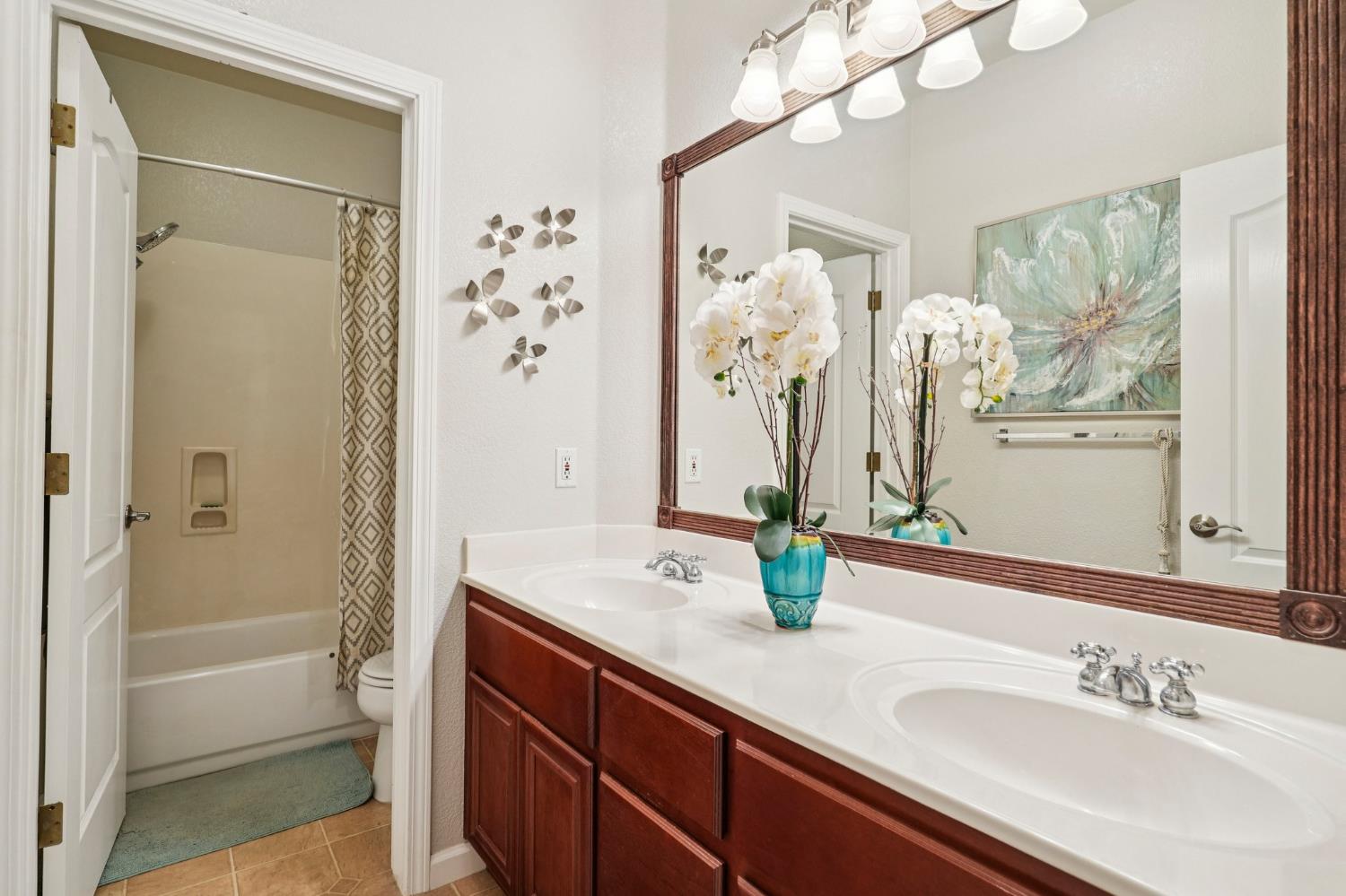 164 Legacy Street Manteca, CA 95337 - Photo 20 of 33 a bathroom with a sink a toilet and shower