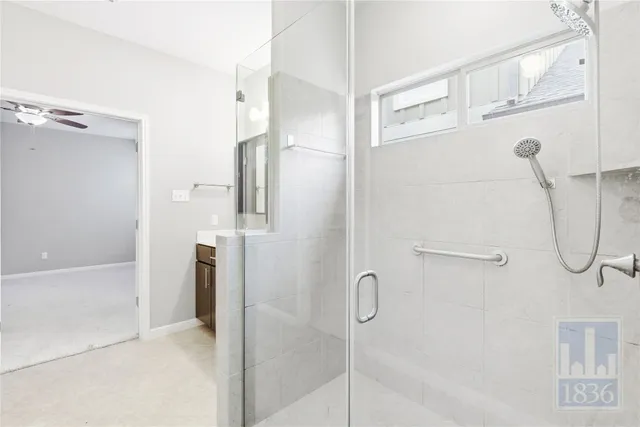 a bathroom with a shower
