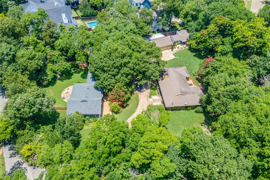 Bird's eye view of a tree filled landscape