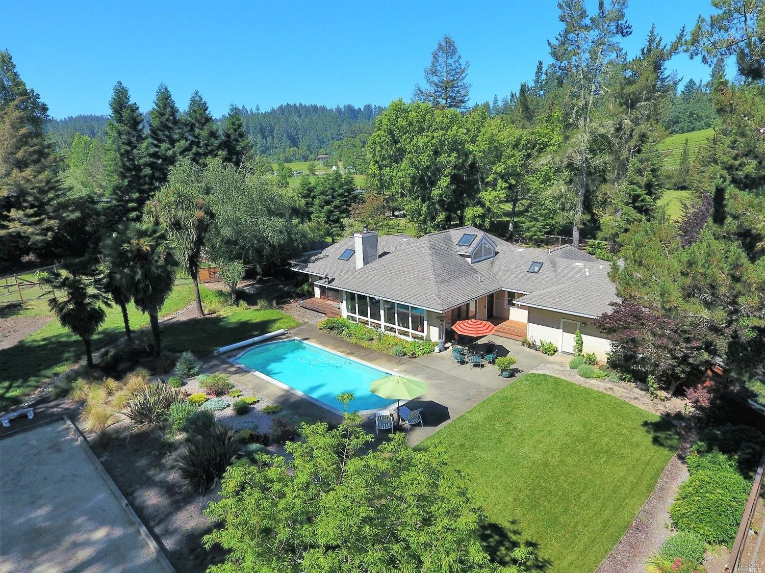an aerial view of a house