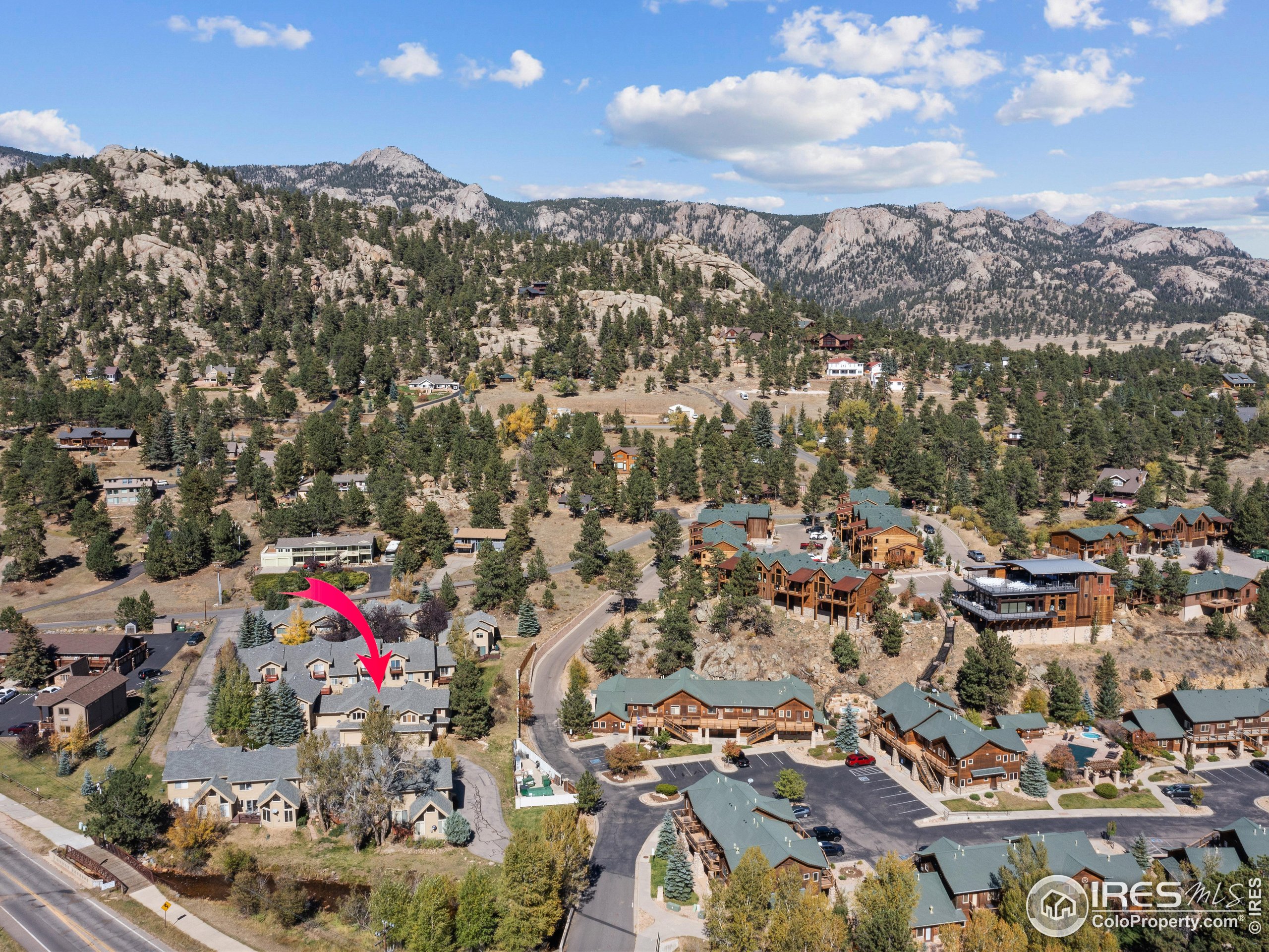300 Far View Drive, Unit 7 Estes Park, CO 80517 - Photo 20 of 26 an aerial view of residential houses with city view