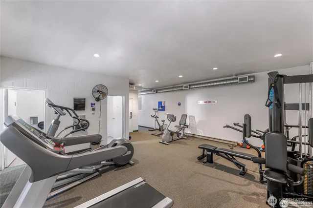 a view of a room with gym equipment
