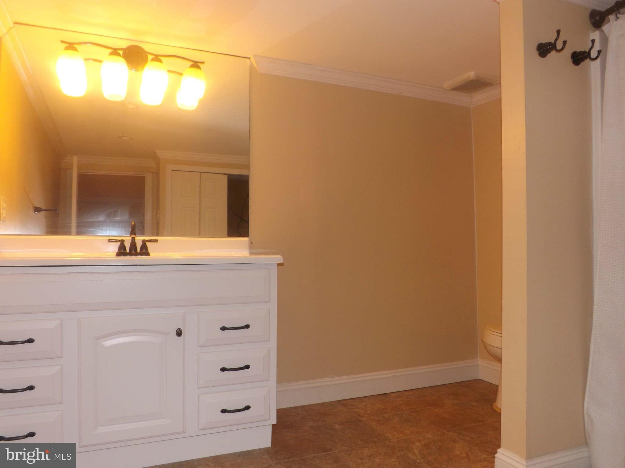 60 Cox Road Huntingtown, MD 20639 - Photo 9 of 15 a bathroom with a sink vanity and a mirror