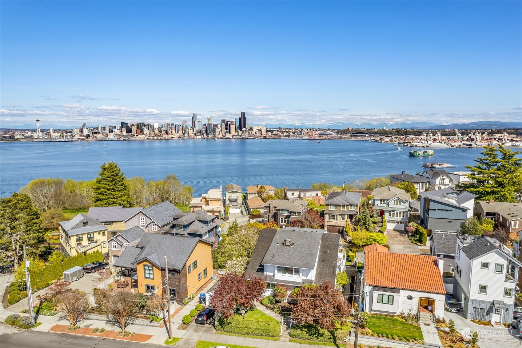1330 California Avenue Southwest Seattle, WA 98116 - Photo 20 of 24 an aerial view of a house with a lake view