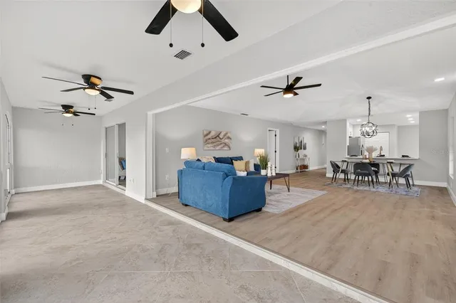 a living room with furniture