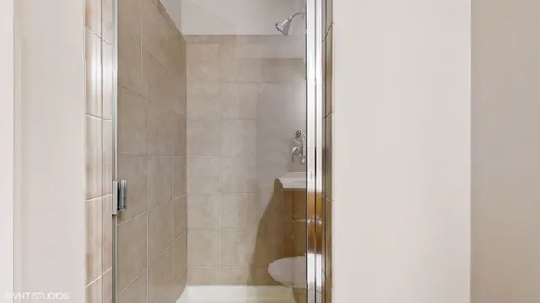 a bathroom with a shower