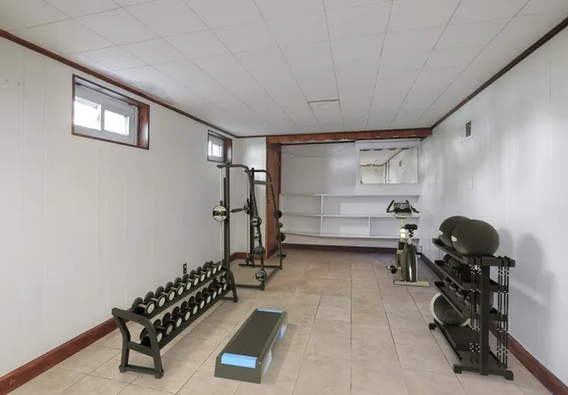 a room with gym equipment