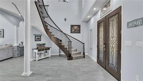 a view of a kitchen from the hallway
