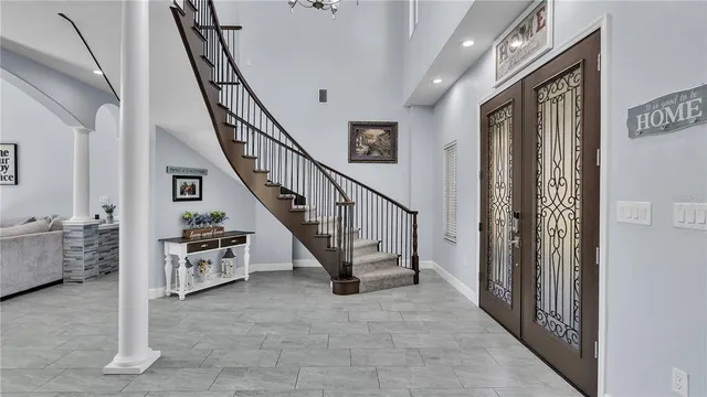 a view of a kitchen from the hallway