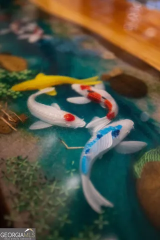 a view of a garden with a building