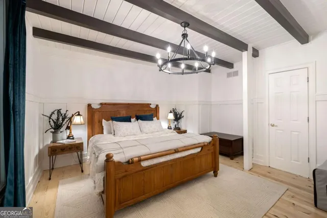 a view of balcony with wooden floor