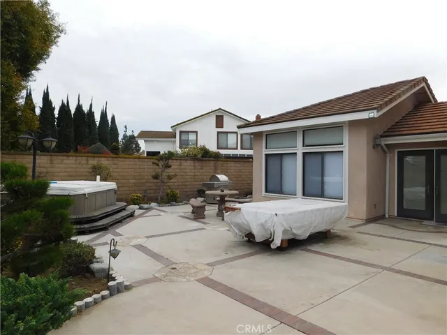 a bath tub sitting in a bathroom