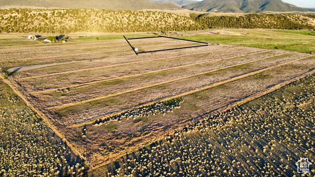 View of rural area with large plots for crops