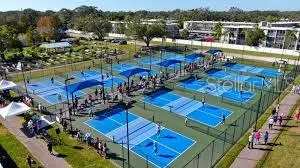 an outdoor space with lots of trees