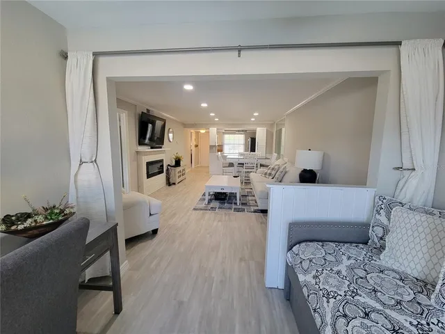 a living room with furniture and a couch