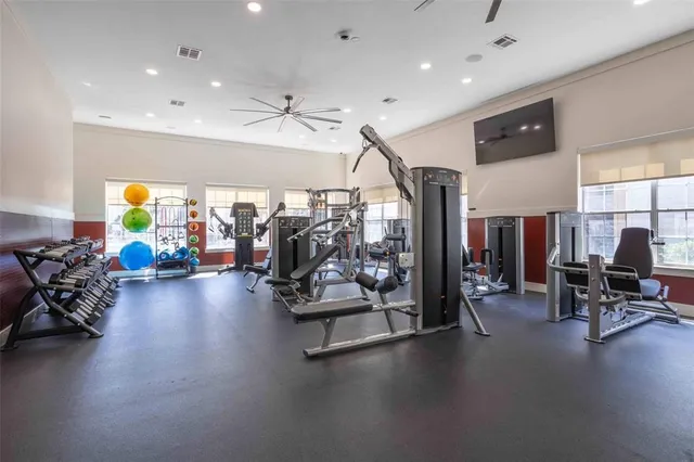 a view of a room with gym equipment