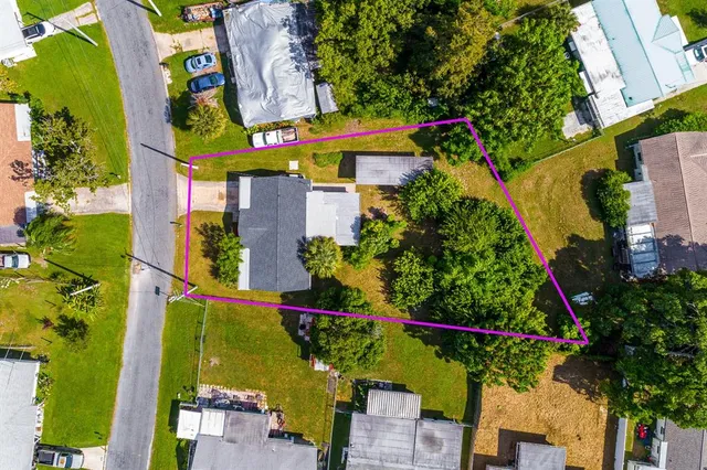 an outdoor space with lots of trees