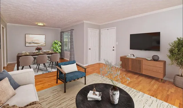 a living room with furniture and a flat screen tv