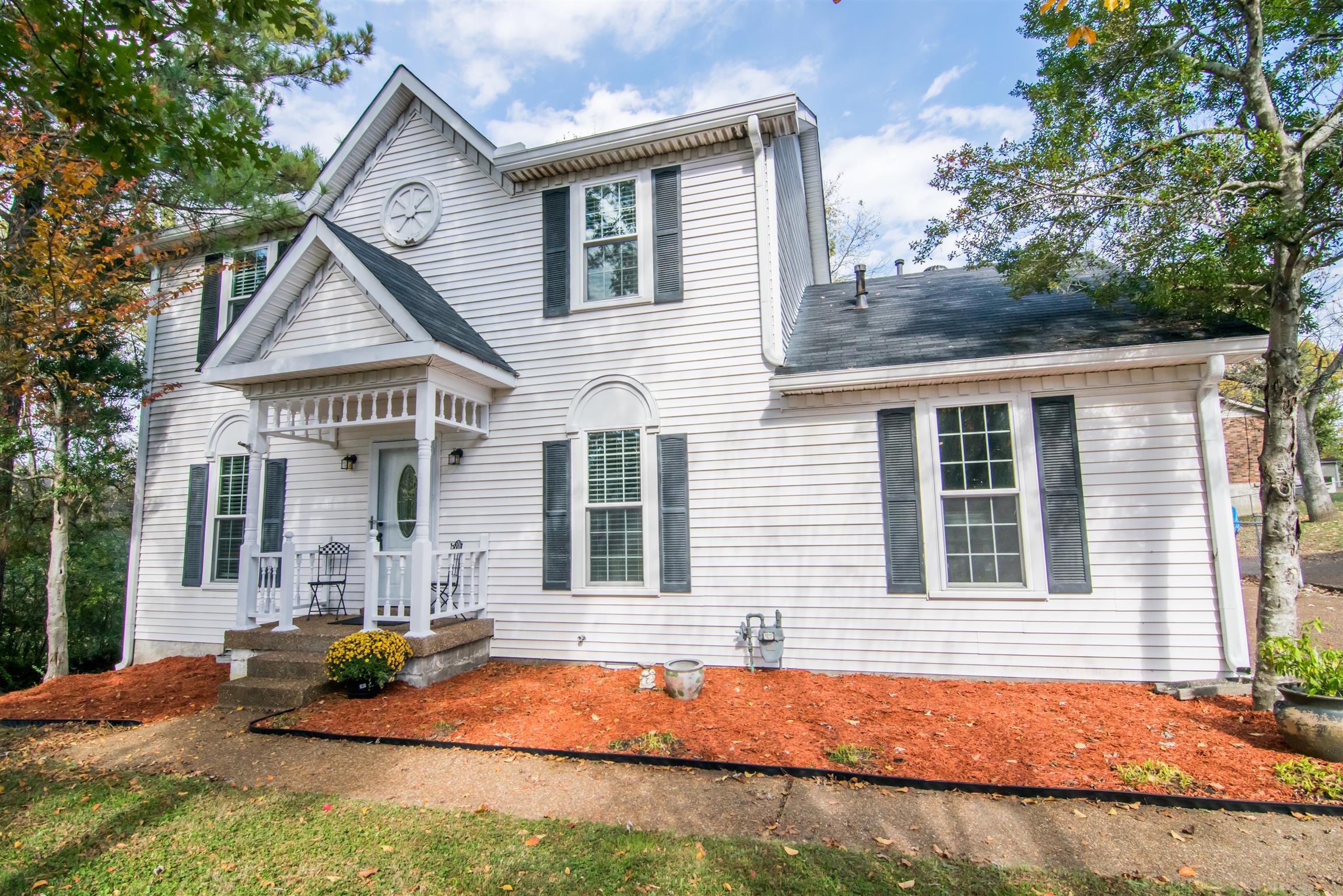 a front view of a house with entertaining space