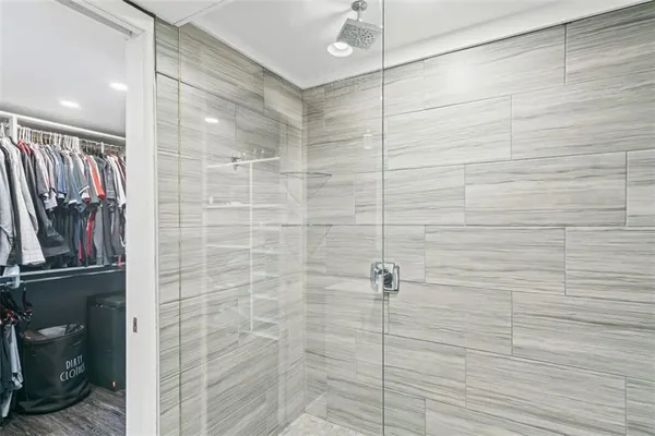 a bathroom with a shower