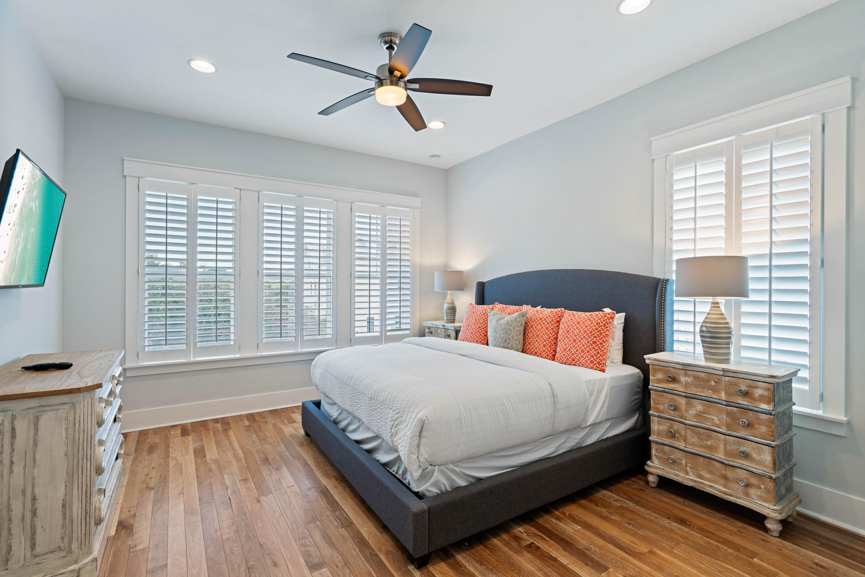 26 Dothan Avenue Santa Rosa Beach, FL 32459 - Photo 39 of 63 a bedroom with a bed a window and a flat screen television