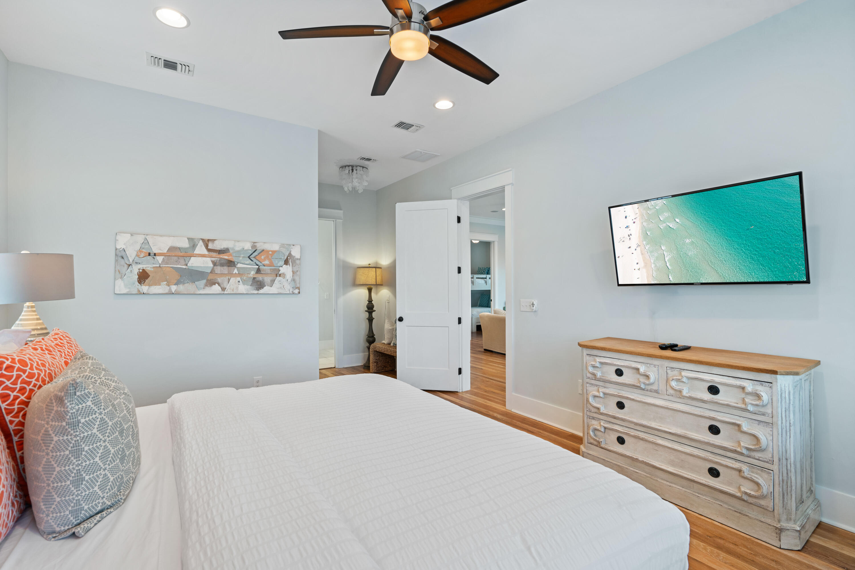 26 Dothan Avenue Santa Rosa Beach, FL 32459 - Photo 41 of 63 a bedroom with a bed and a flat screen tv