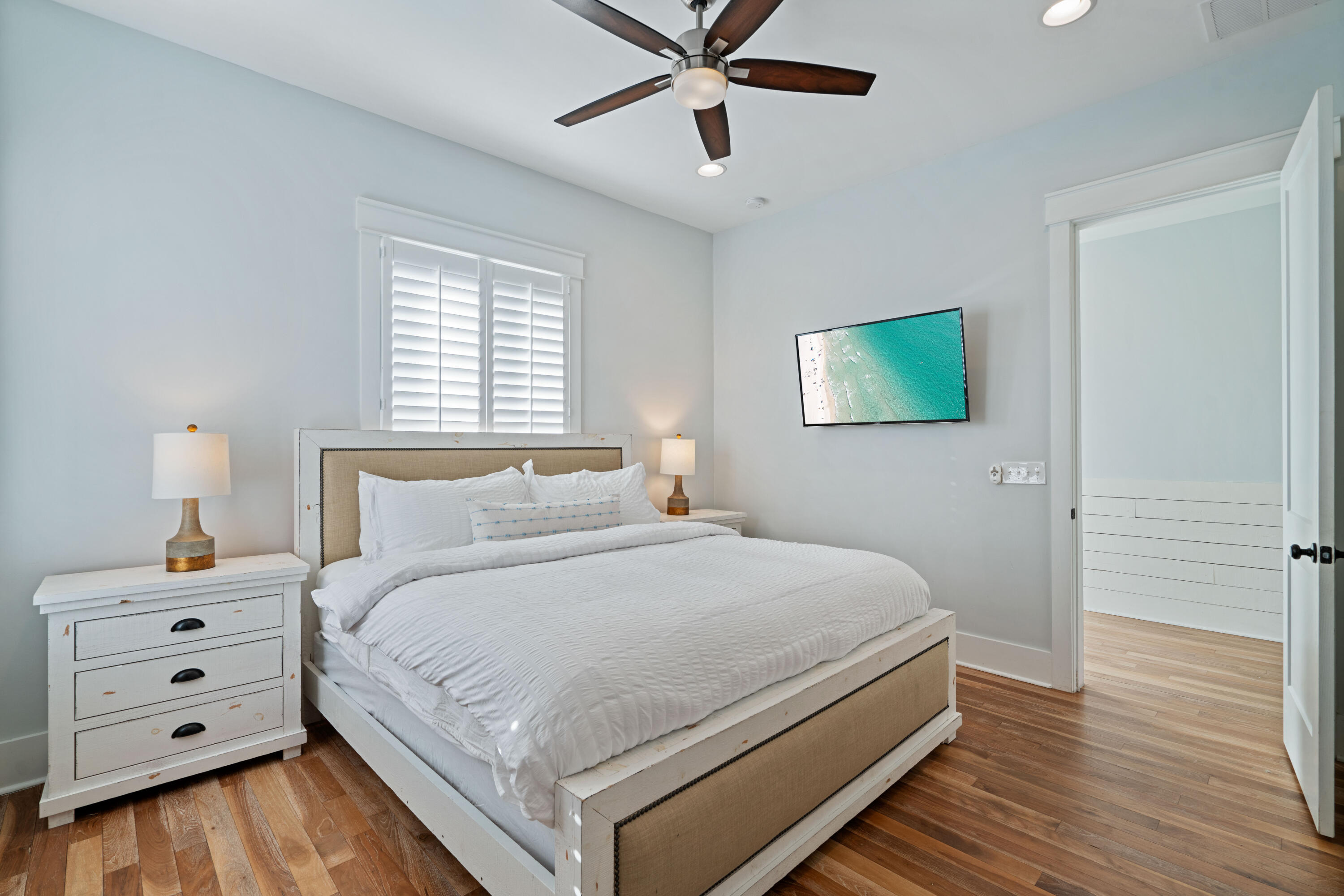 26 Dothan Avenue Santa Rosa Beach, FL 32459 - Photo 45 of 63 a bedroom with a bed and a flat tv screen