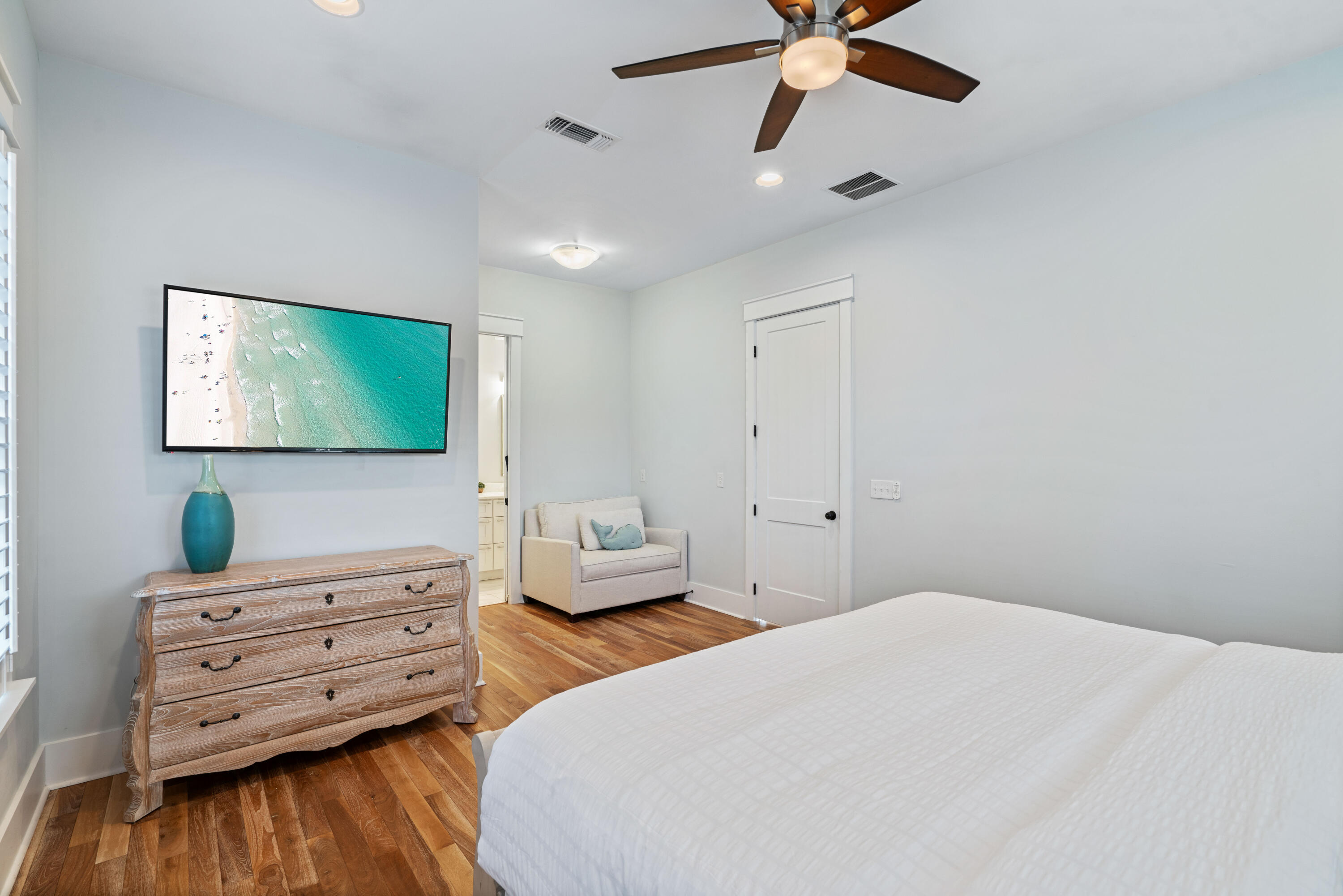 26 Dothan Avenue Santa Rosa Beach, FL 32459 - Photo 50 of 63 a bedroom with a bed and a flat screen tv