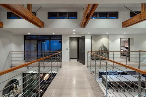 a hallway with wooden floor
