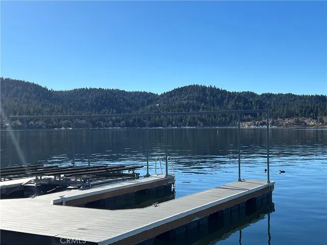 a view of a lake with a mountain