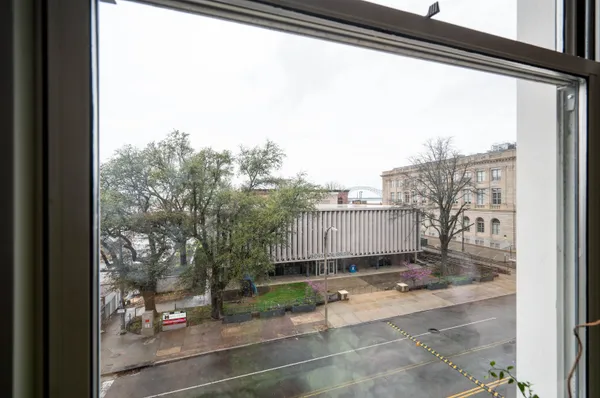 a view of a city from a window