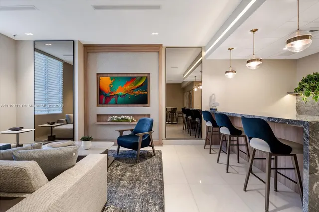 a dining room with furniture