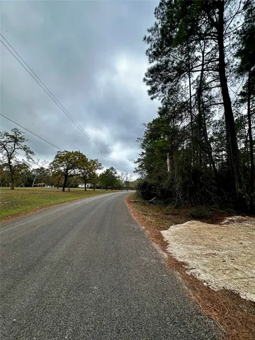 a view of road and trees