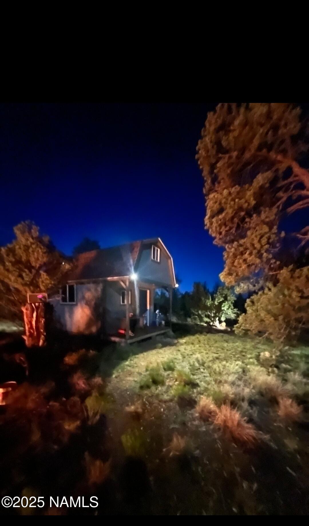 a view of a big yard with large trees