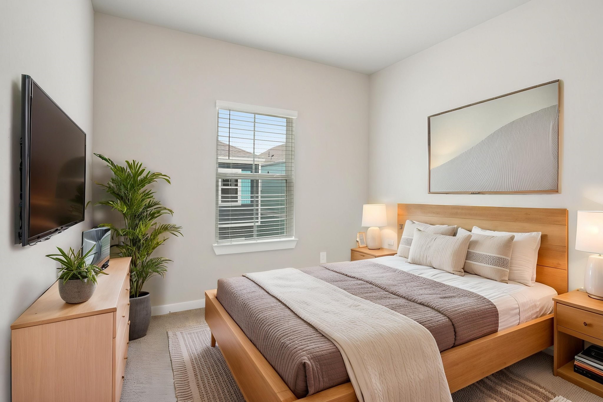 3119 Quiet Sunset Drive Houston, TX 77080 - Photo 31 of 46 a bedroom with a bed and a potted plant