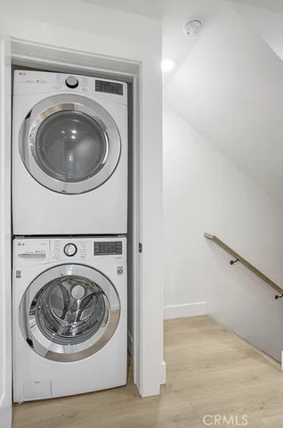 a view of washer and dryer in a utility room