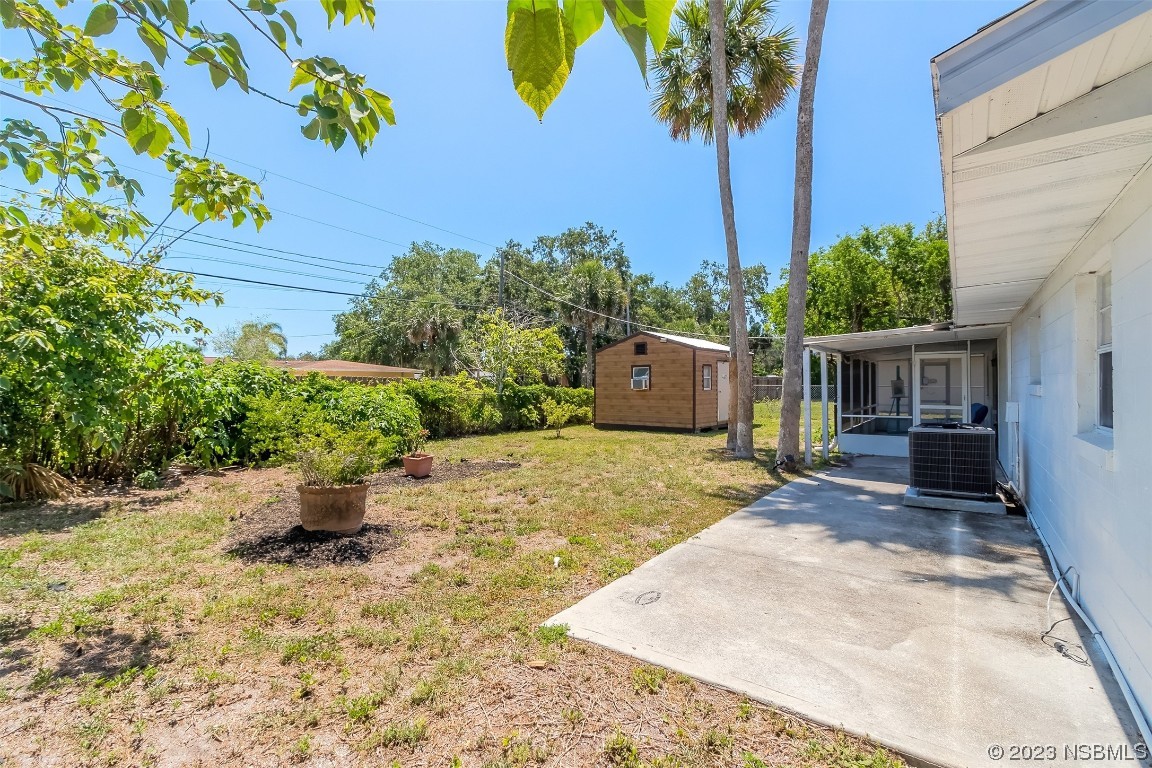 1851 Lime Tree Drive Edgewater, FL 32141 - Photo 22 of 25 a view of a backyard with potted plants and large tree