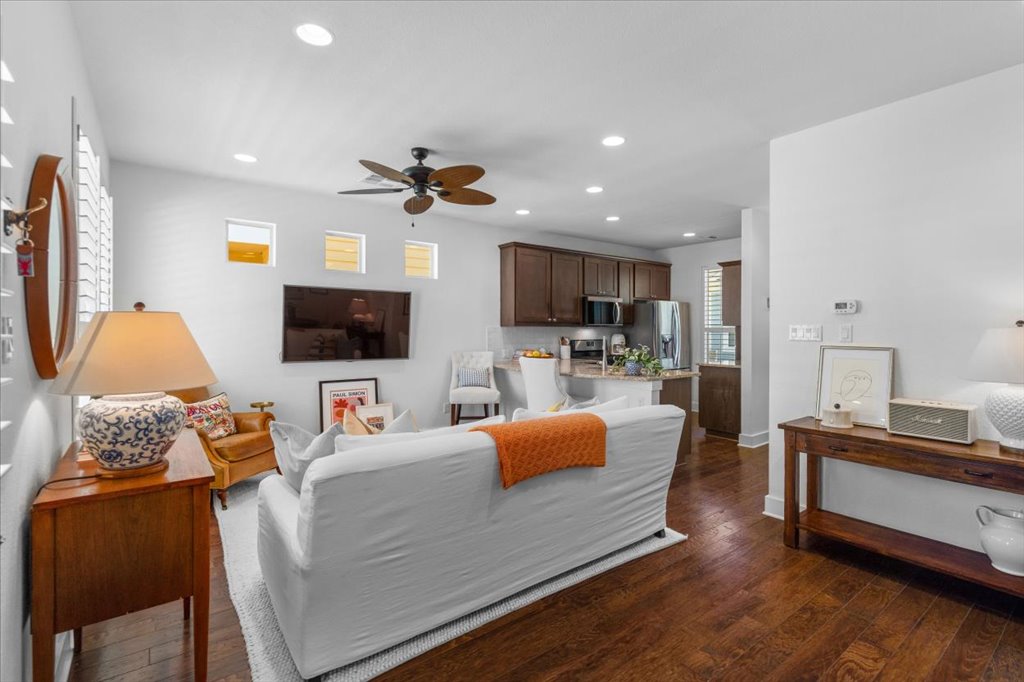 12200 Tawny Farms Road, Unit 139 Austin, TX 78748 - Photo 10 of 30 You’ve got durable, rich hardwood floors underfoot and tons of recessed lighting keeping the space feeling bright, airy, and connected.