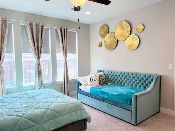 a bedroom with bunk bed