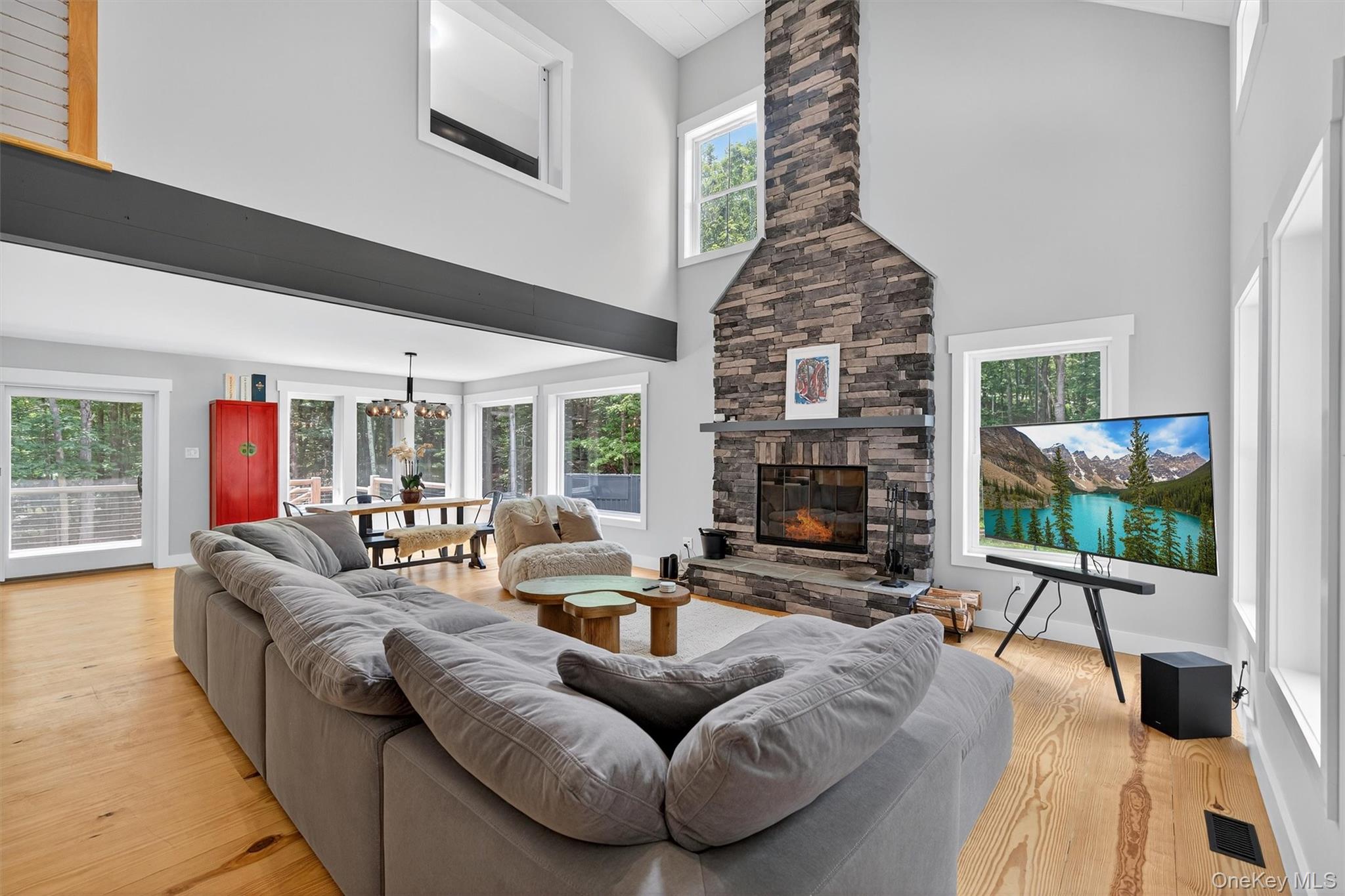 107 Maple Lane Narrowsburg, NY 12764 - Photo 5 of 49 a living room with fireplace furniture and a flat screen tv